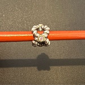 Genuine Pandora Silver & 14k Gold Pink Sapphire Binding Beauty Charm